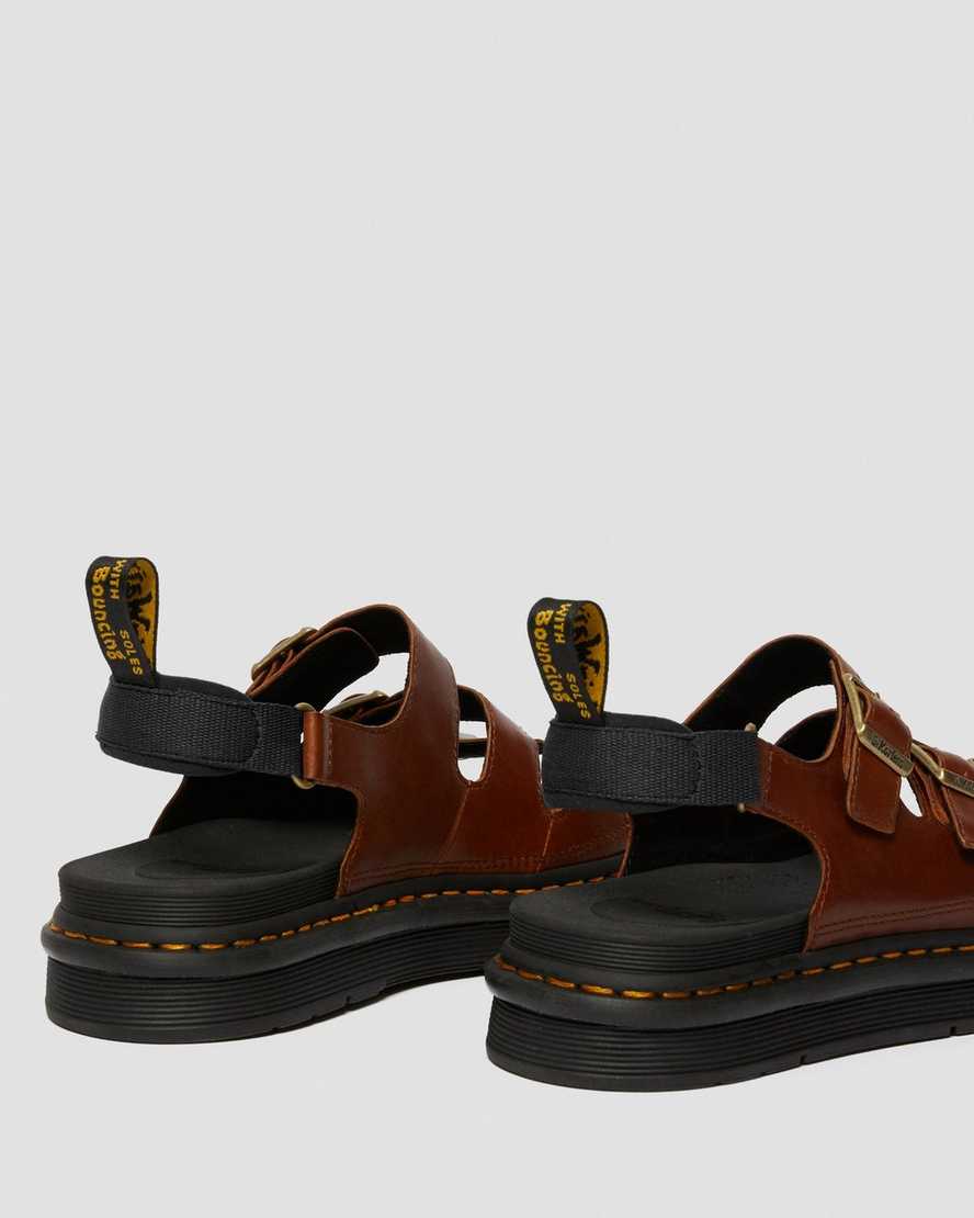 hnědé pánské sandály dr. martens soloman luxor s páskem