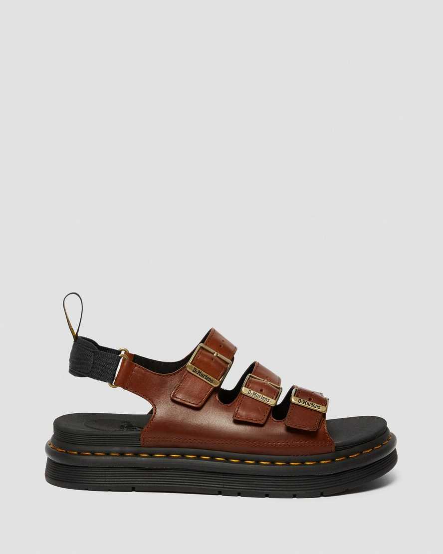 hnědé pánské sandály dr. martens soloman luxor s páskem