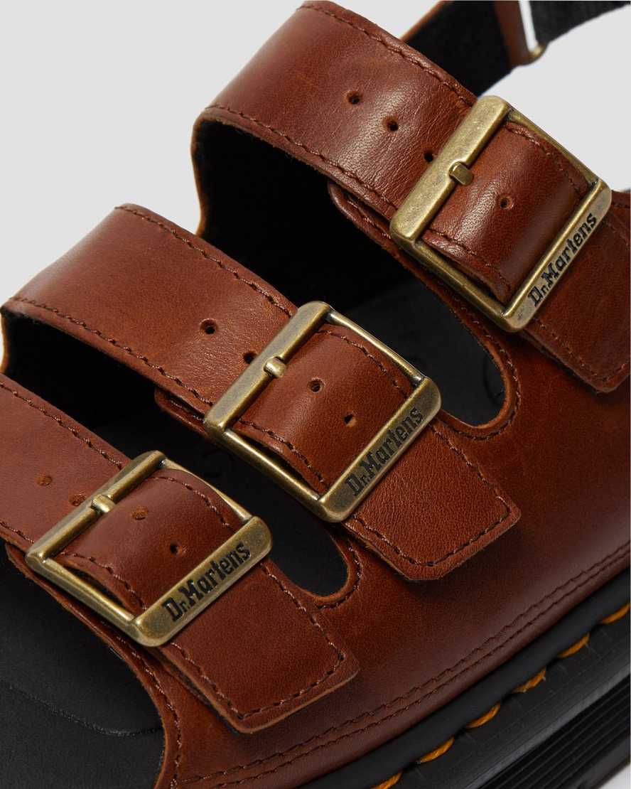 hnědé pánské sandály dr. martens soloman luxor s páskem