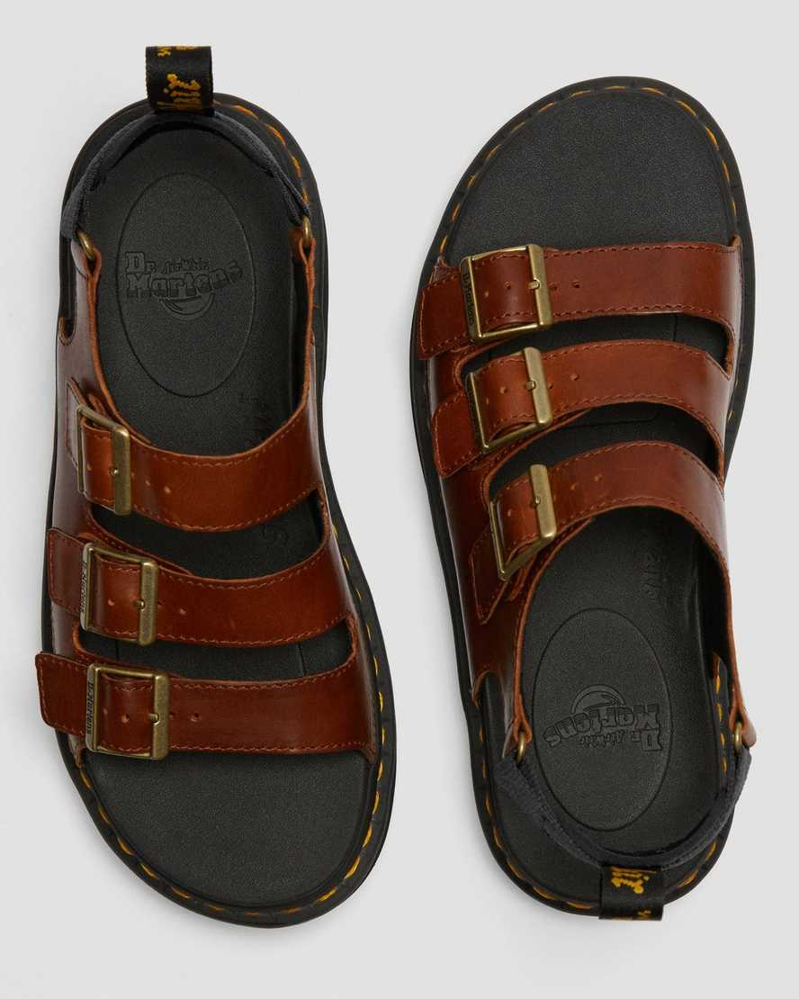 hnědé pánské sandály dr. martens soloman luxor s páskem