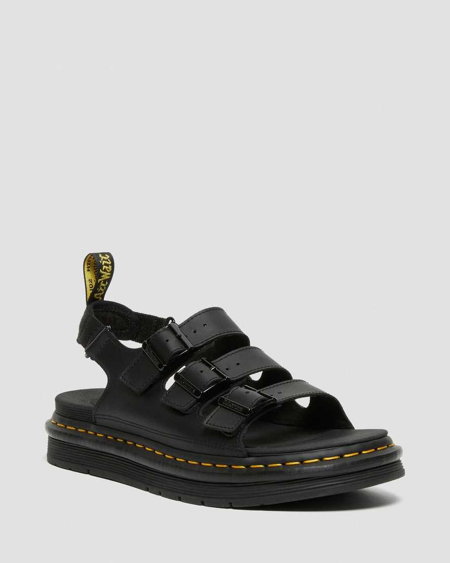 Černé pánské sandály dr. martens soloman s páskem