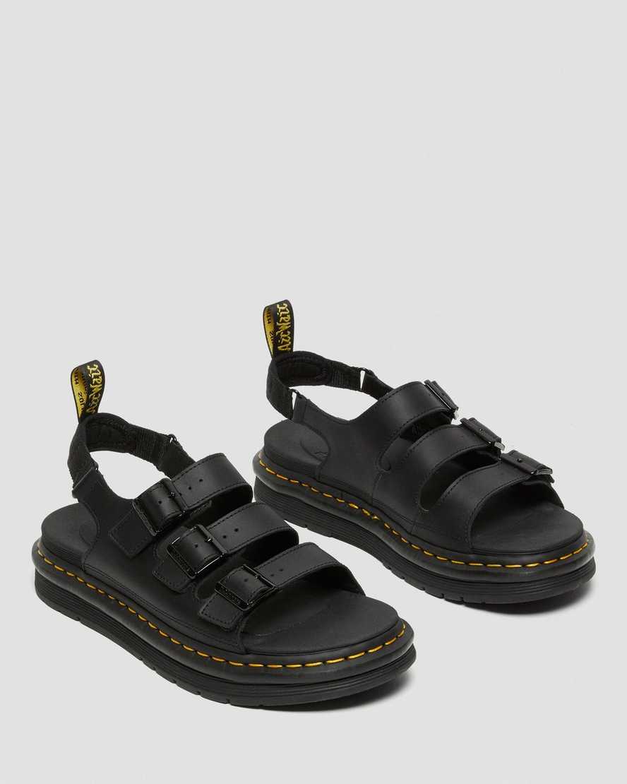 Černé pánské sandály dr. martens soloman s páskem