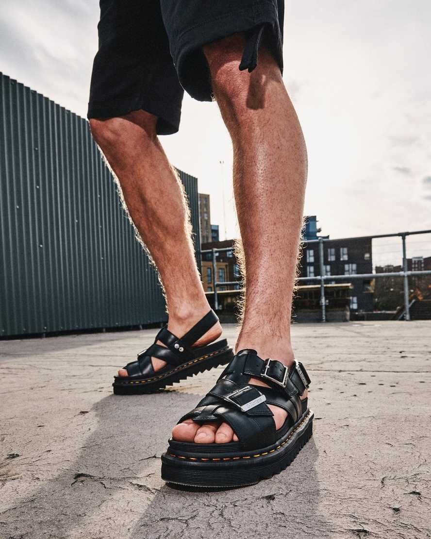 Černé pánské sandály dr. martens terry ii s páskem