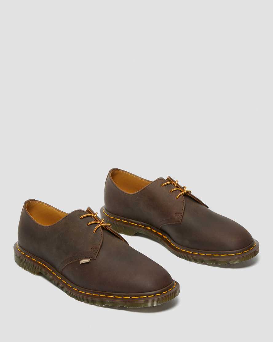 hnědé šněrovací boty dr. martens archie ii jjjjound crazy horse