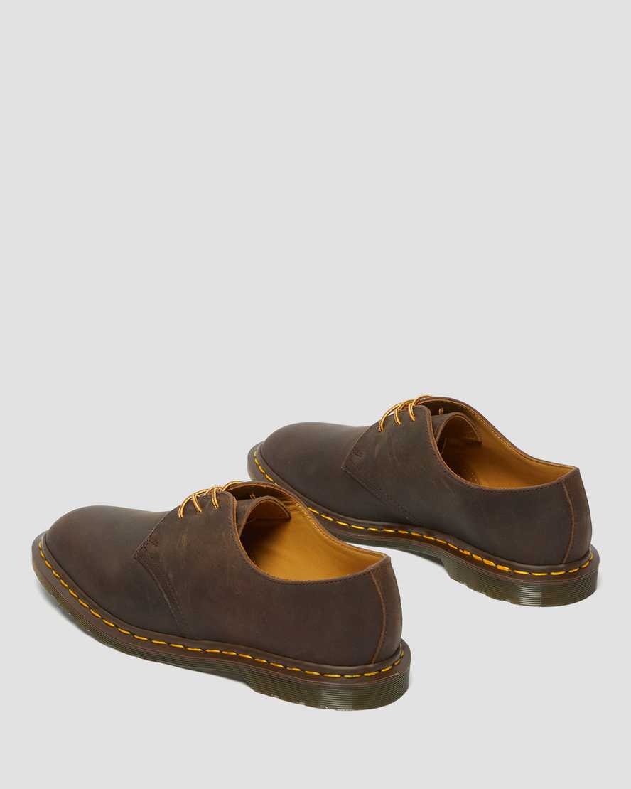 hnědé šněrovací boty dr. martens archie ii jjjjound crazy horse