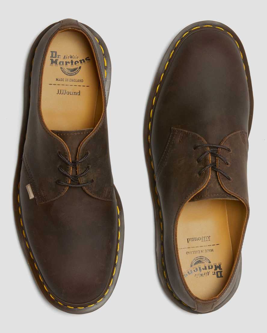 hnědé šněrovací boty dr. martens archie ii jjjjound crazy horse