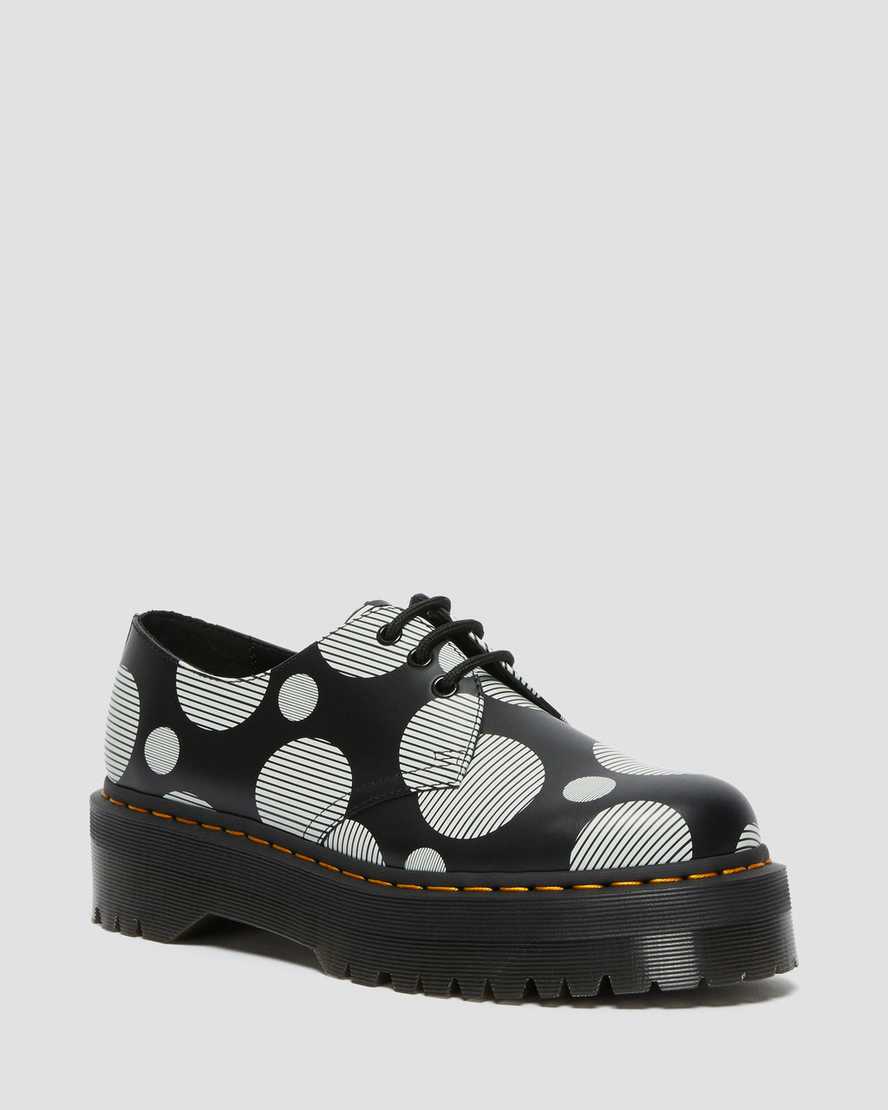 Černé pánské boty na platformě dr. martens 1461 polka dot smooth