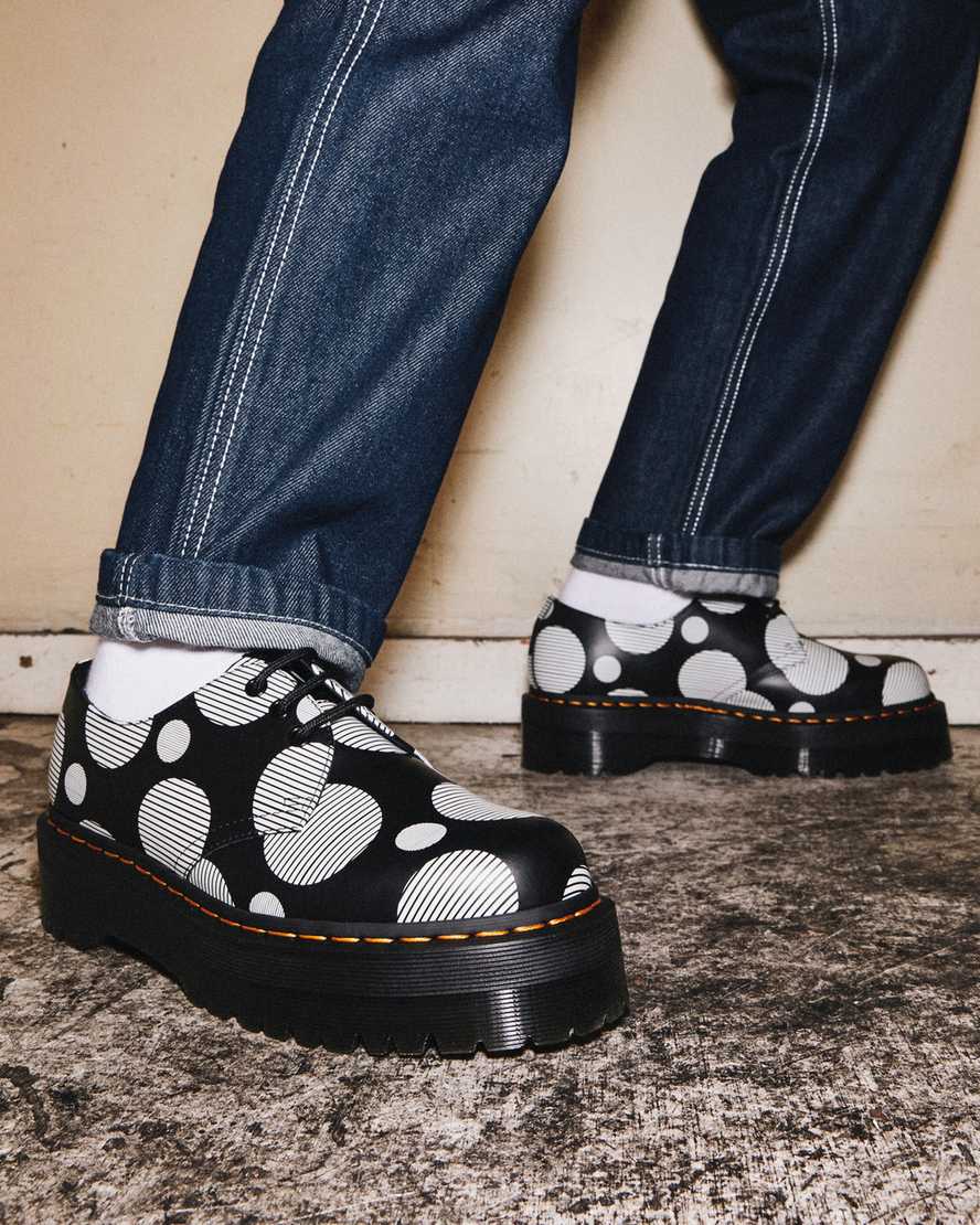 Černé pánské boty na platformě dr. martens 1461 polka dot smooth