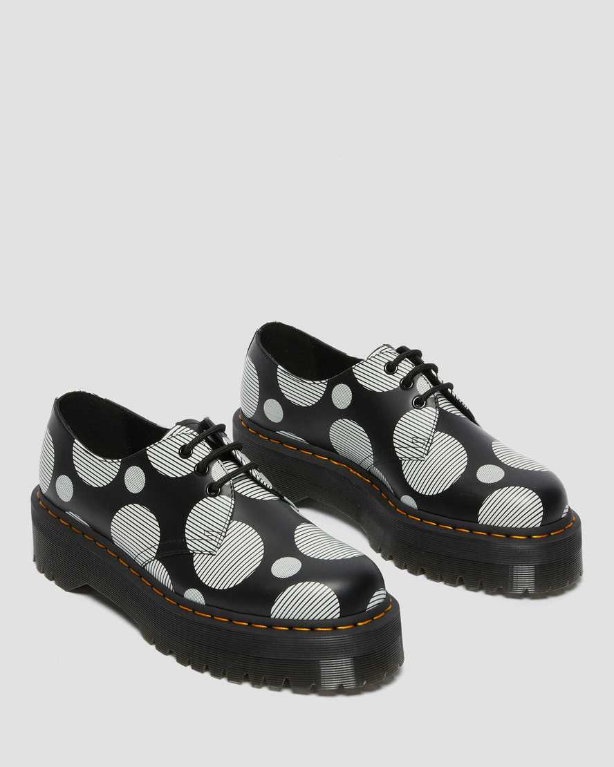 Černé pánské boty na platformě dr. martens 1461 polka dot smooth
