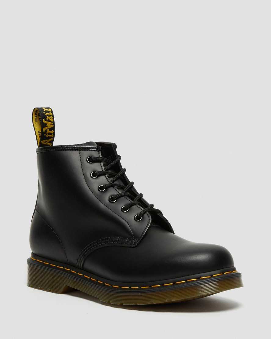 Černé dámské kotníkové boty dr. martens 101 yellow stitch smooth