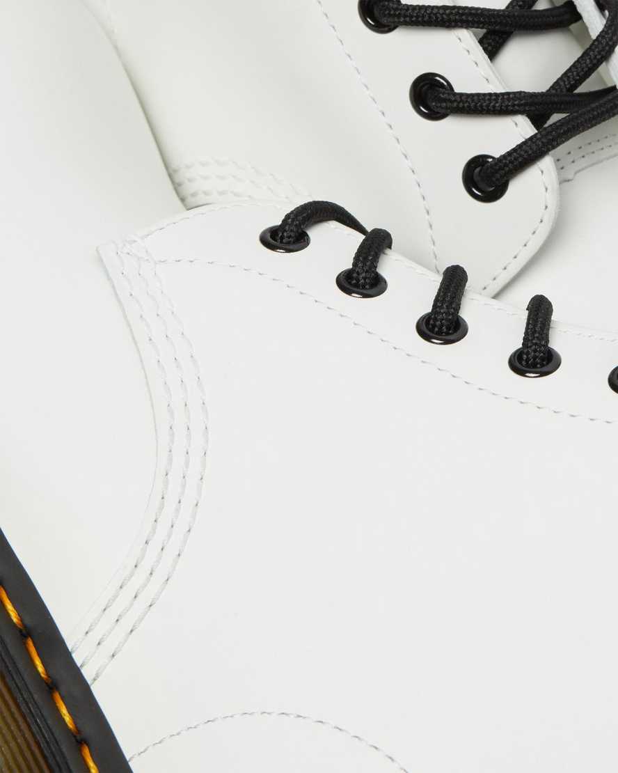 bílé dámské kotníkové boty dr. martens 101 yellow stitch smooth