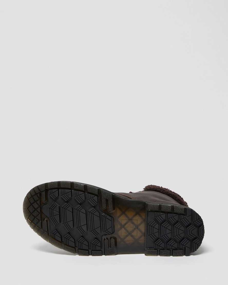 tmavě hnědé dámské volnočasové boty dr. martens 1460 dms wintergrip fleece
