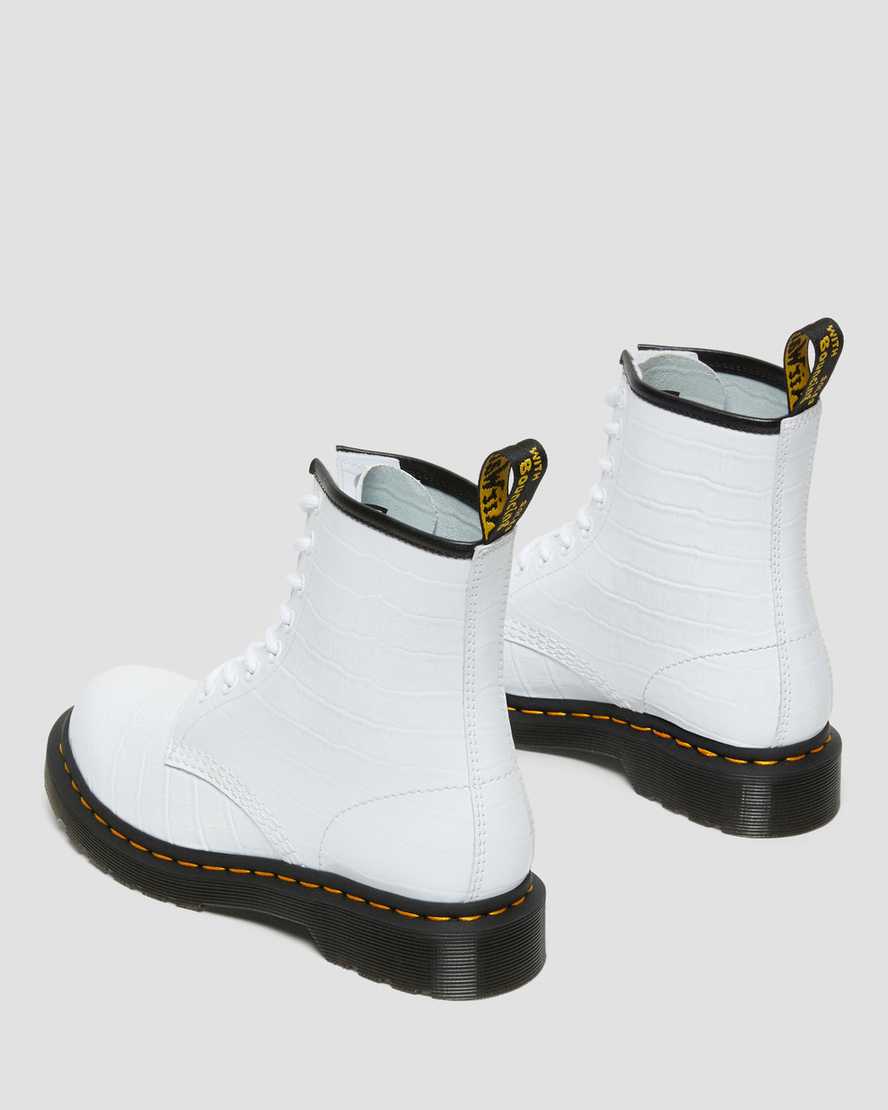 bílé dámské ležérní boty dr. martens 1460 patent croc emboss
