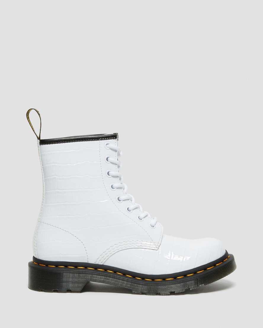 bílé dámské ležérní boty dr. martens 1460 patent croc emboss
