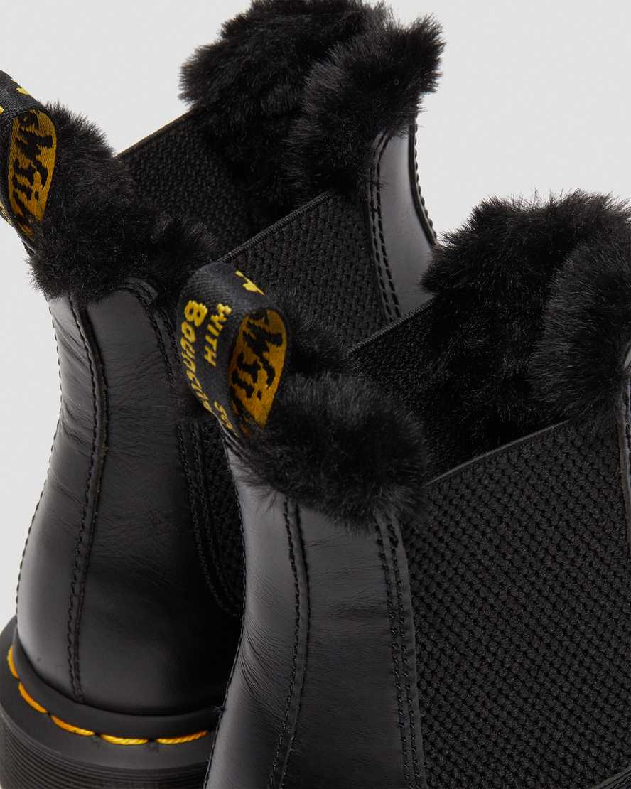 dámské boty dr. martens 2976 leonore s podšívkou z umělé kožešiny v černé barvě