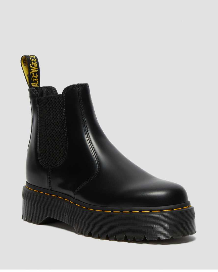 dámské boty dr. martens 2976 leštěné hladké platformy chelsea v černé barvě