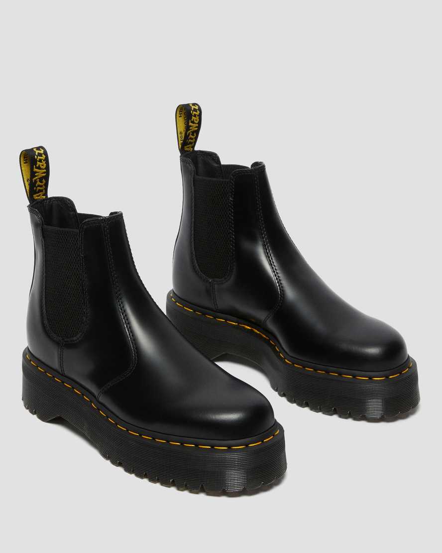 dámské boty dr. martens 2976 leštěné hladké platformy chelsea v černé barvě