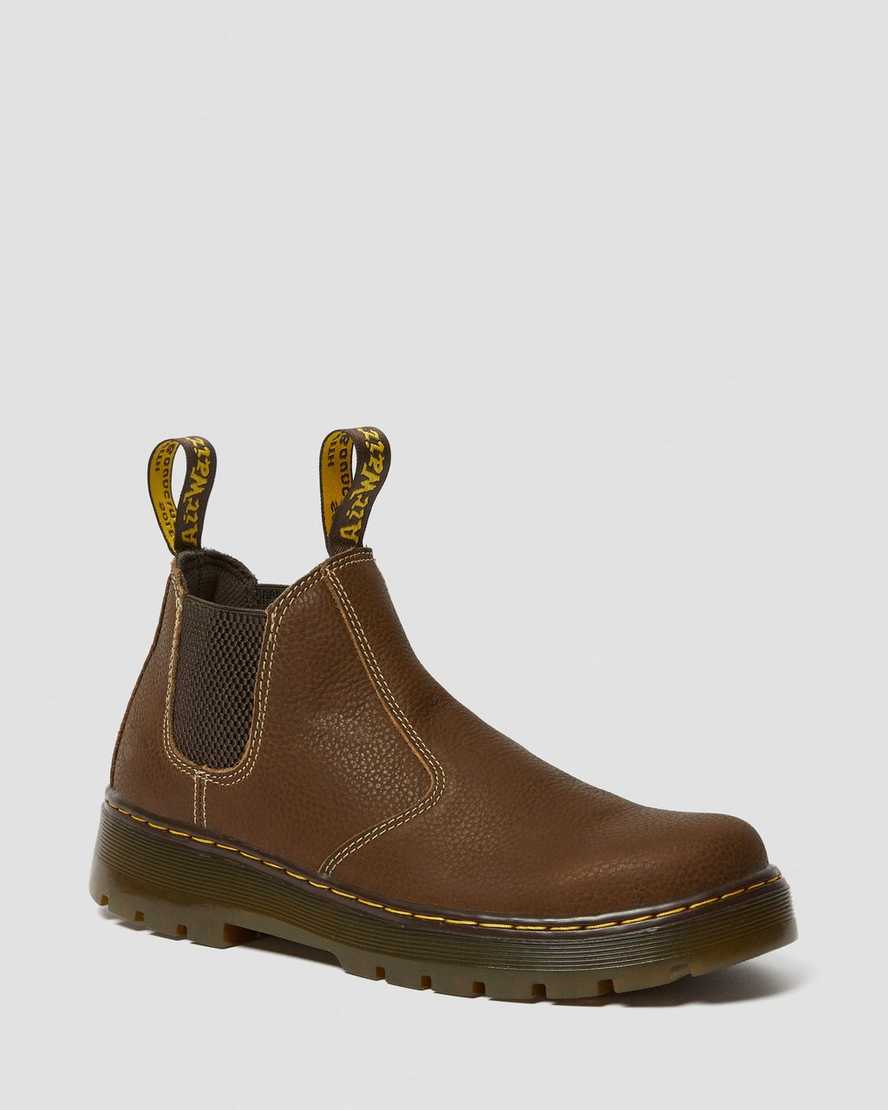 hnědé dámské boty dr. martens hardie work chelsea