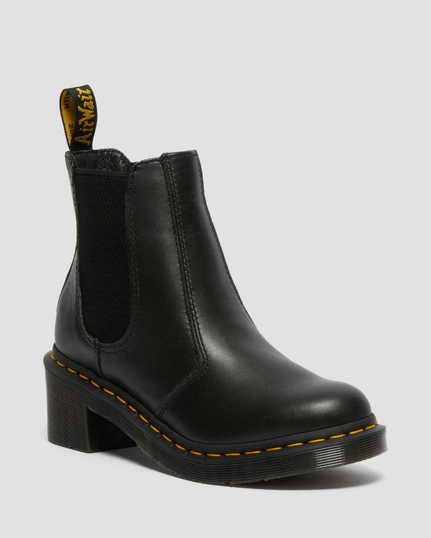 Černé dámské boty na podpatku dr. martens cadence chelsea