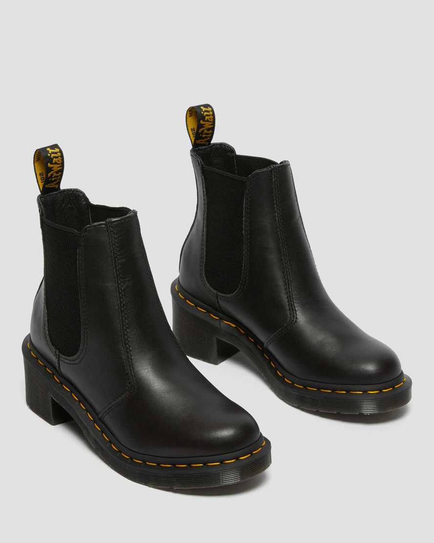 Černé dámské boty na podpatku dr. martens cadence chelsea