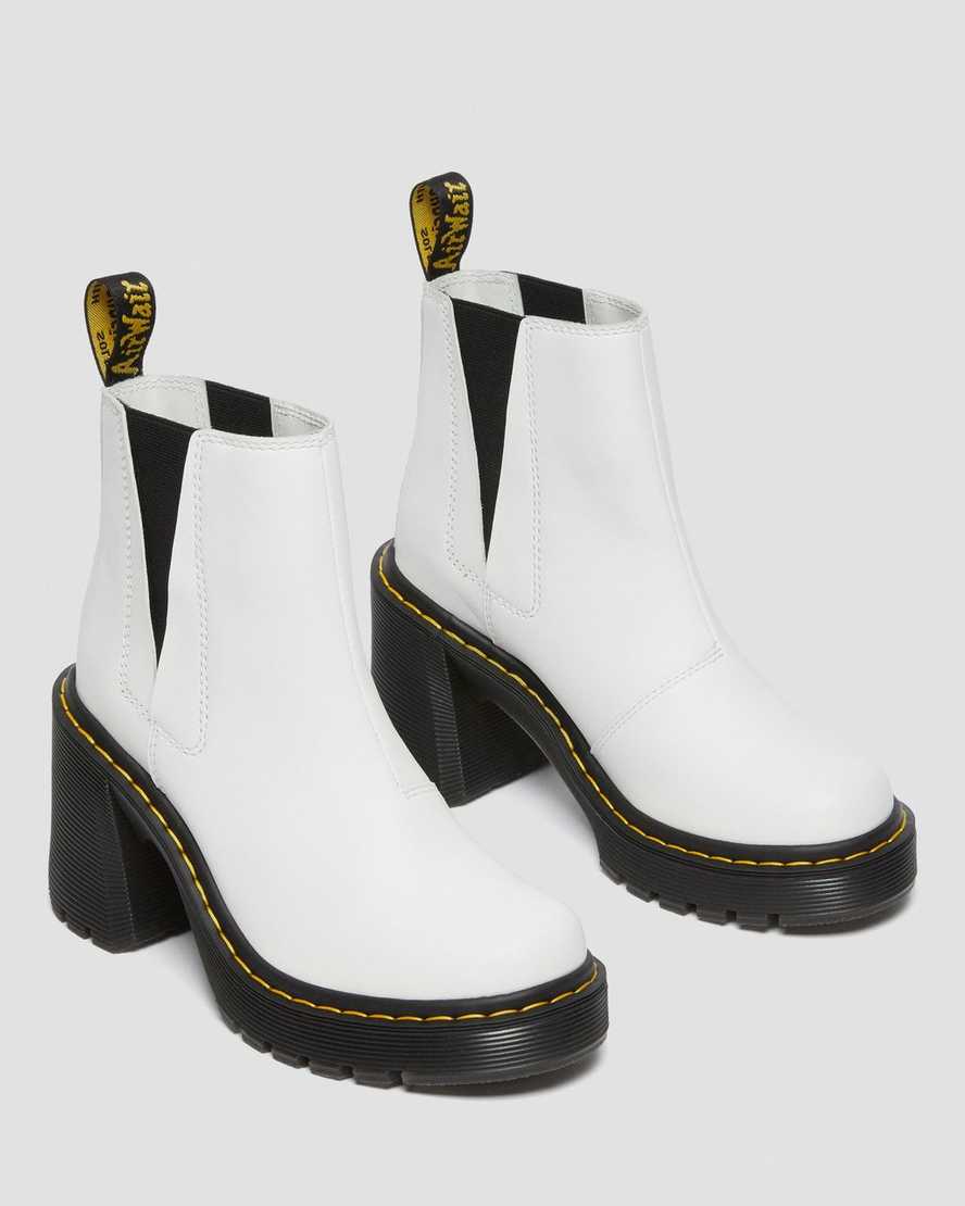bílé dámské boty dr. martens spence na rozšířeném podpatku chelsea