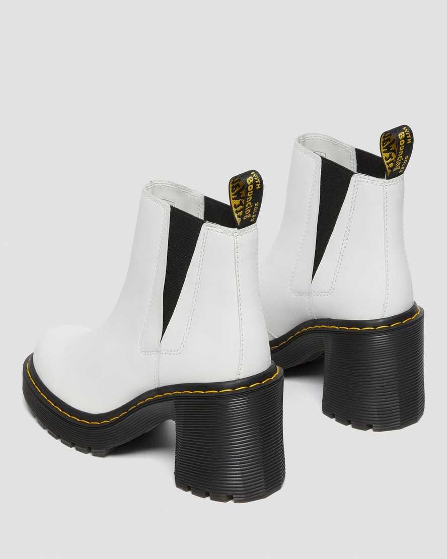 bílé dámské boty dr. martens spence na rozšířeném podpatku chelsea