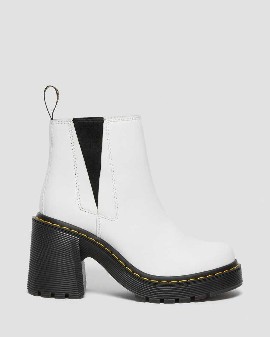 bílé dámské boty dr. martens spence na rozšířeném podpatku chelsea