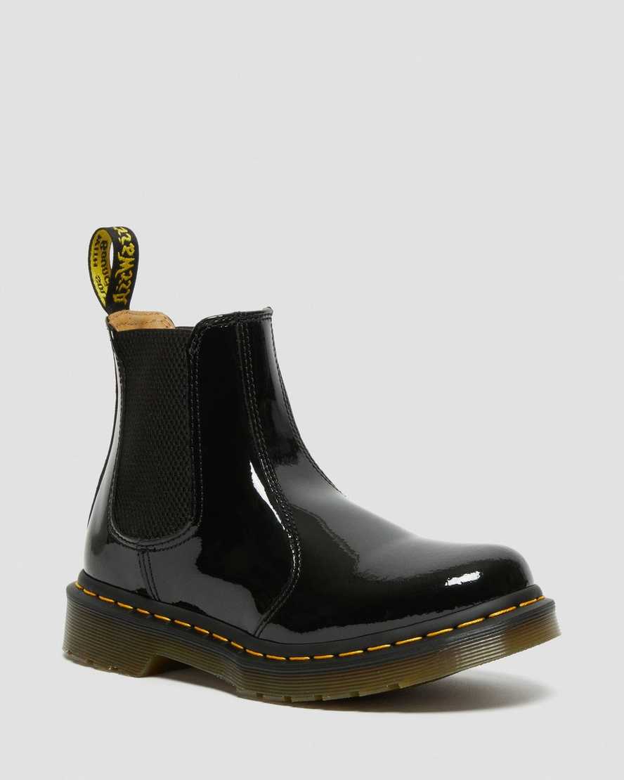 Černé dámské lakované boty dr. martens 2976 chelsea