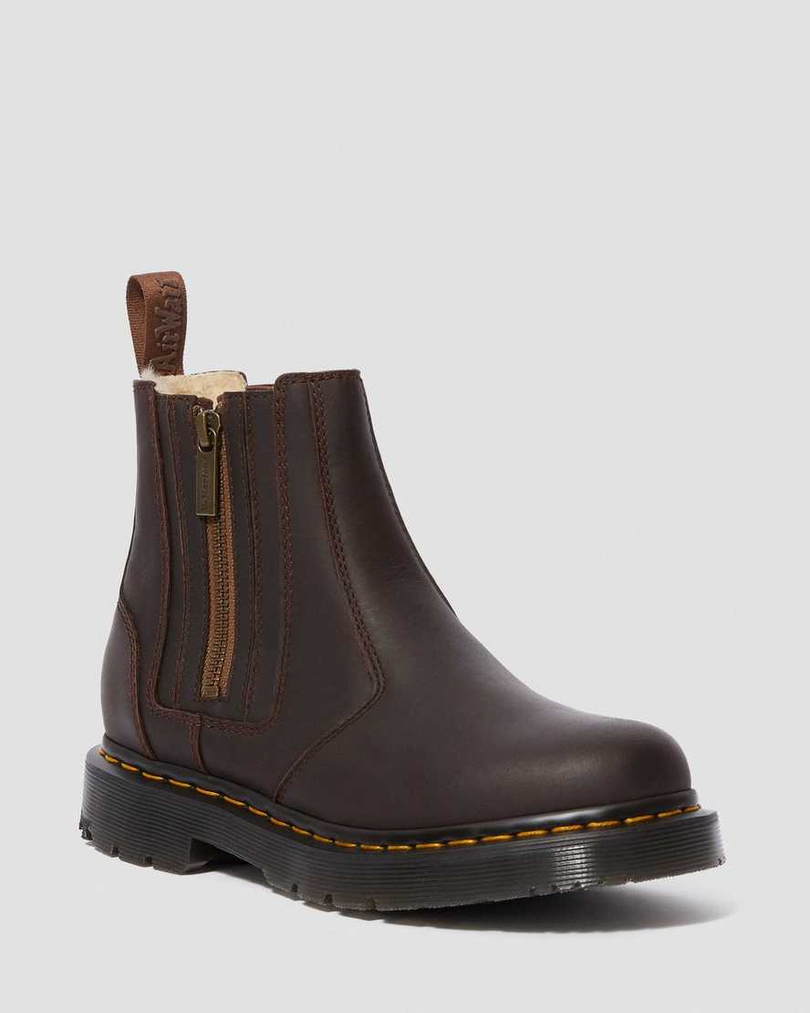 hnědé dámské boty dr. martens 2976 dms wintergrip zip chelsea