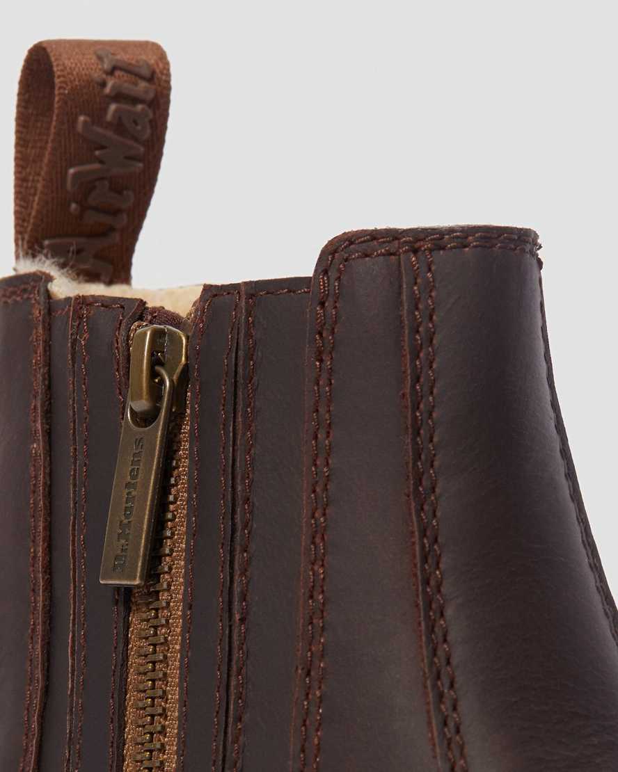 hnědé dámské boty dr. martens 2976 dms wintergrip zip chelsea