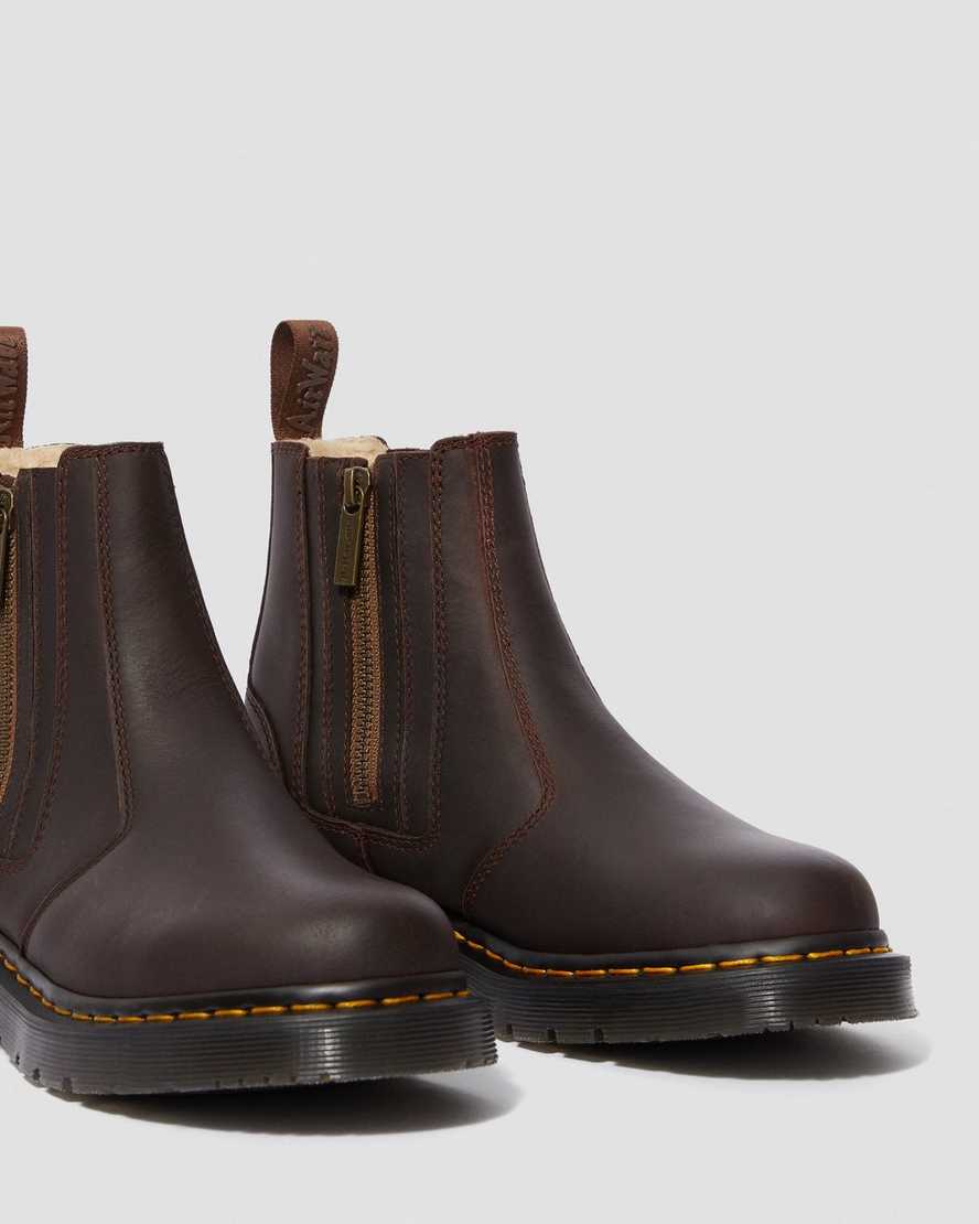 hnědé dámské boty dr. martens 2976 dms wintergrip zip chelsea