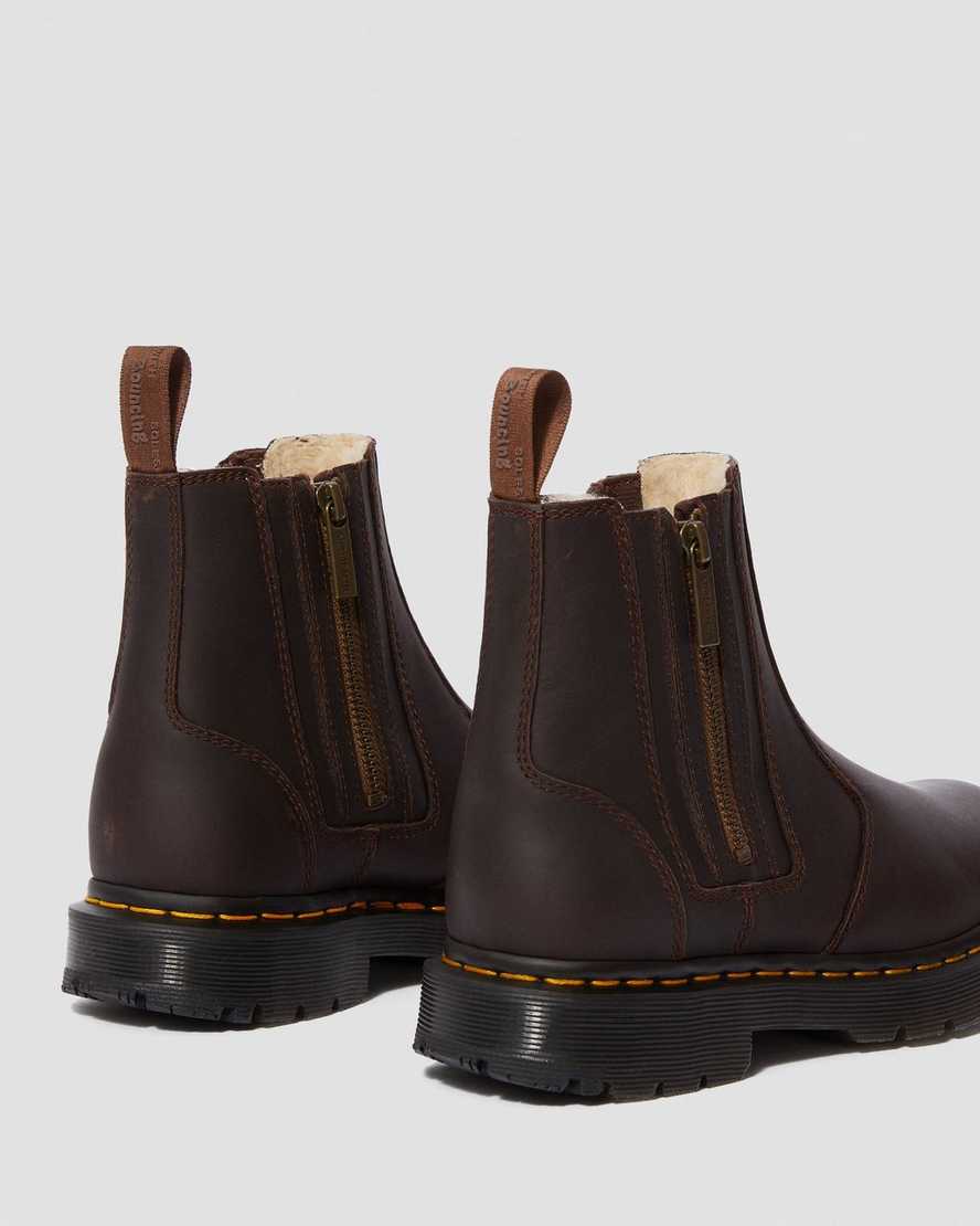 hnědé dámské boty dr. martens 2976 dms wintergrip zip chelsea