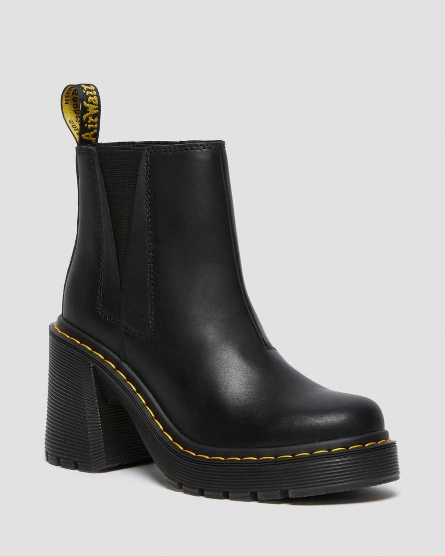 Černé dámské chelsea boty dr. martens spence na rozšířeném podpatku