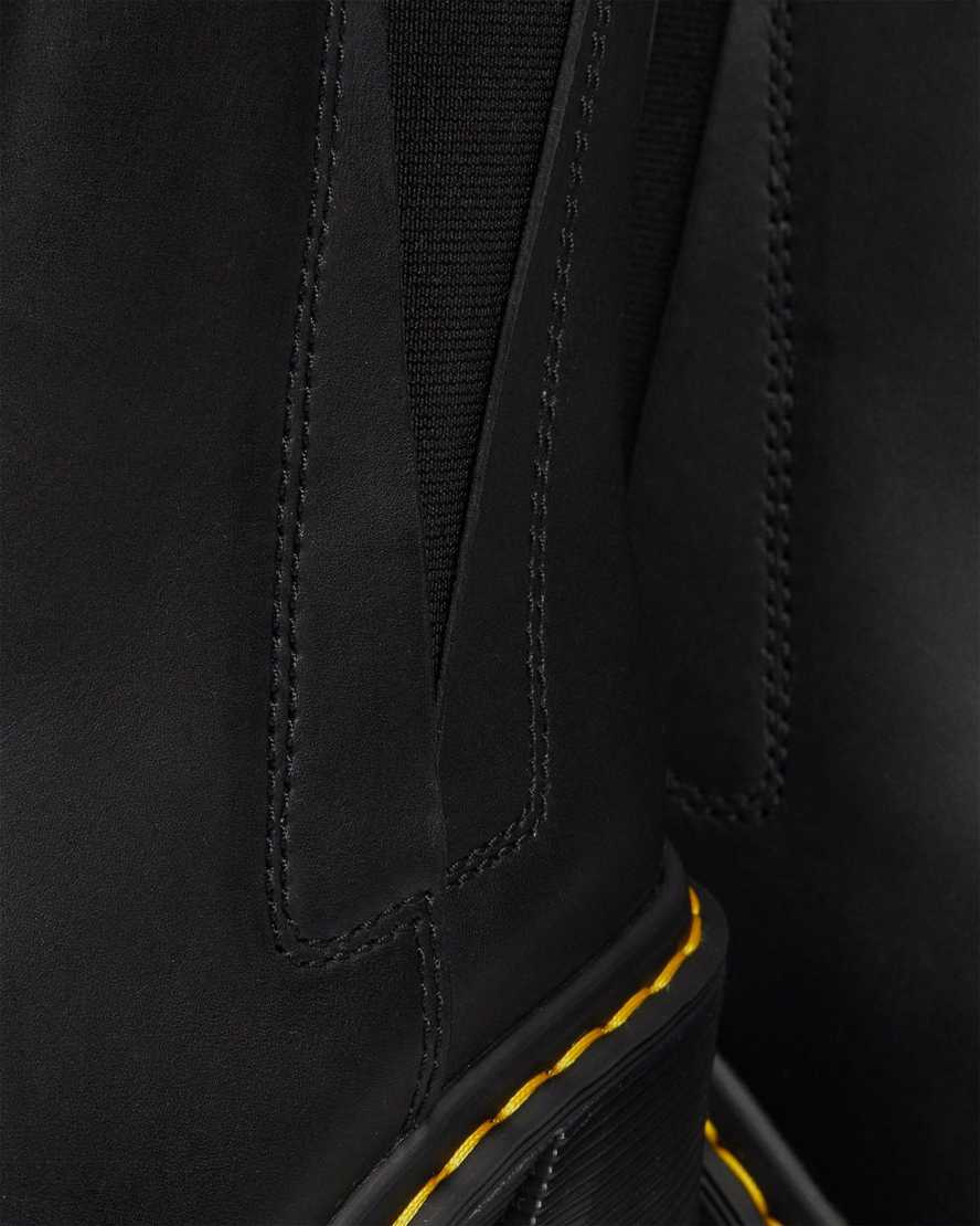 Černé dámské chelsea boty dr. martens spence na rozšířeném podpatku