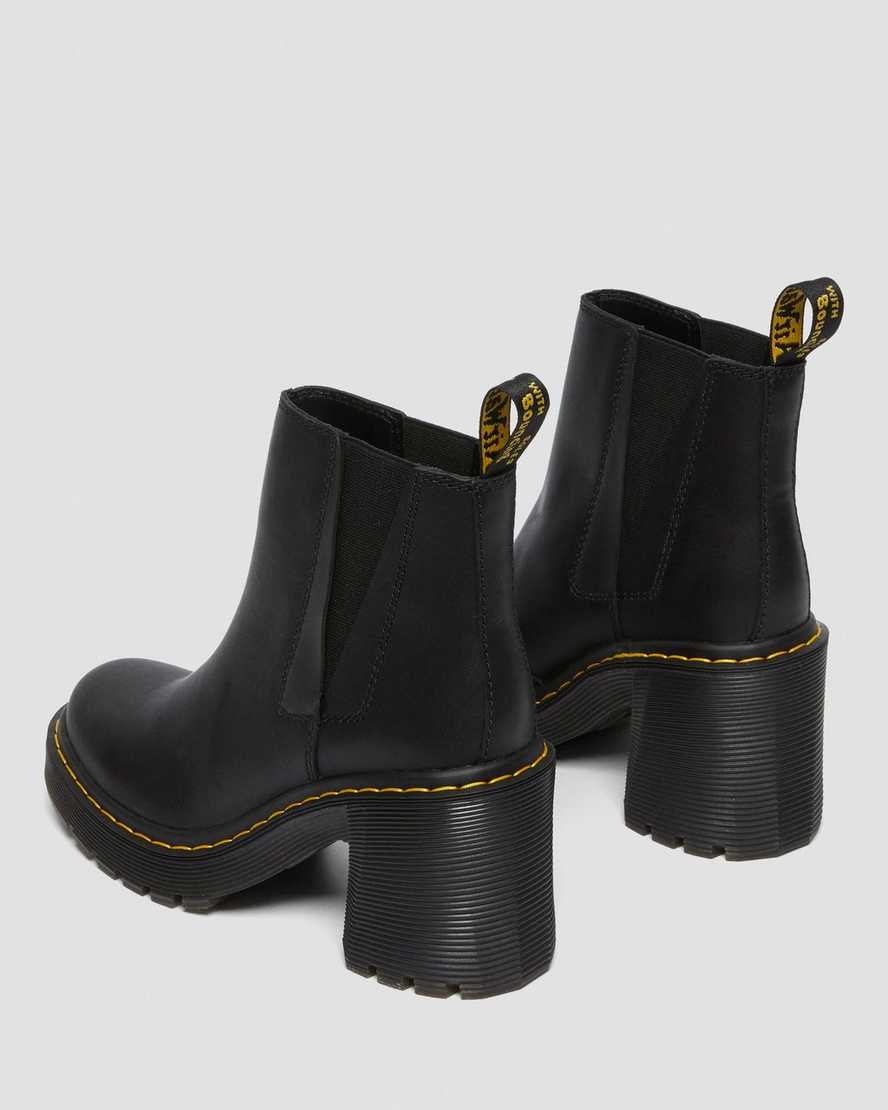 Černé dámské chelsea boty dr. martens spence na rozšířeném podpatku
