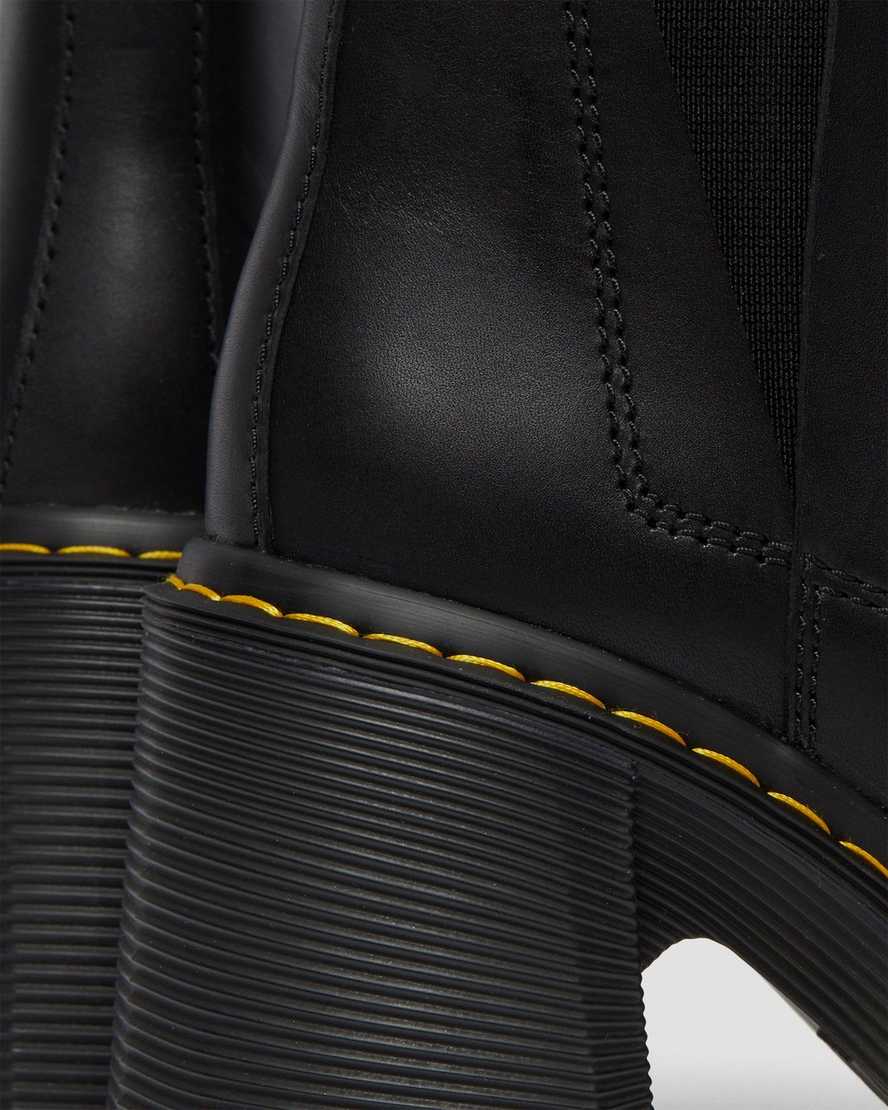 Černé dámské chelsea boty dr. martens spence na rozšířeném podpatku