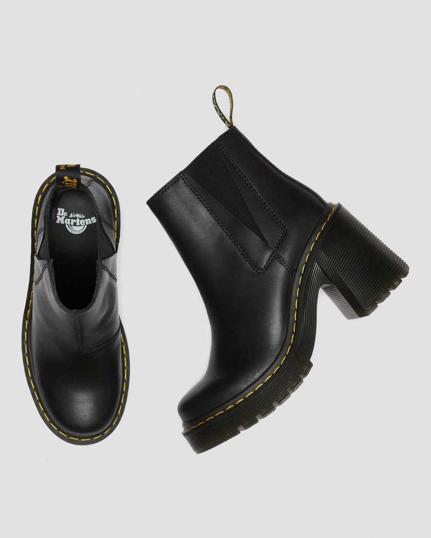 Černé dámské chelsea boty dr. martens spence na rozšířeném podpatku