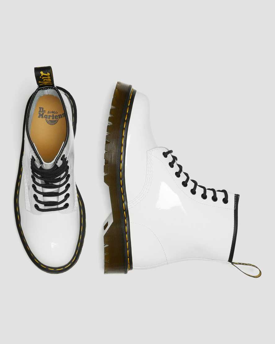 bílé dámské šněrovací boty dr. martens 1460 bex patent