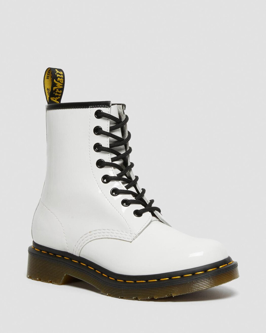 bílé dámské šněrovací boty dr. martens 1460 patent