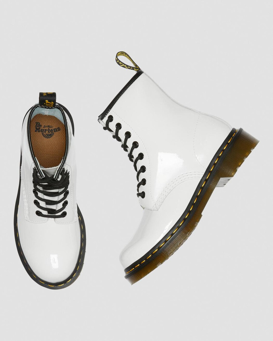 bílé dámské šněrovací boty dr. martens 1460 patent