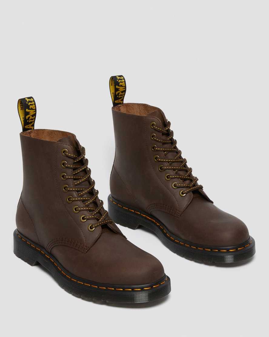 tmavě hnědé dámské šněrovací boty dr. martens 1460 pascal