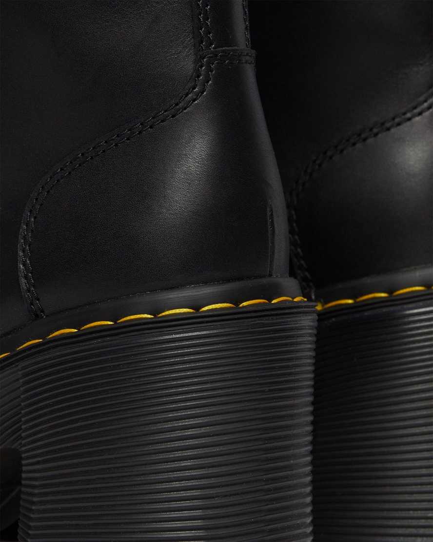 Černé dámské šněrovací boty dr. martens chesney na rozšířeném podpatku
