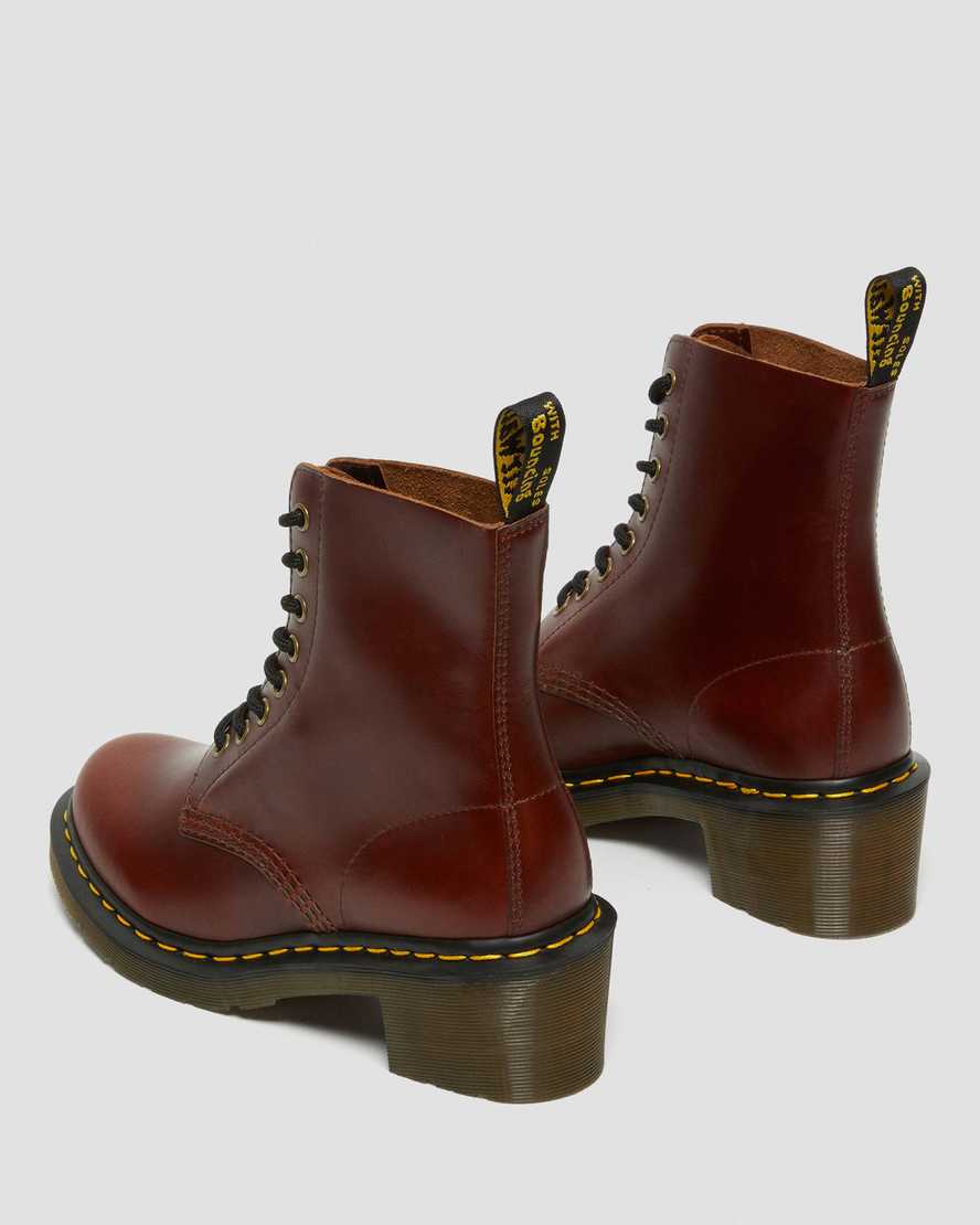 hnědé dámské šněrovací boty dr. martens clemency na podpatku