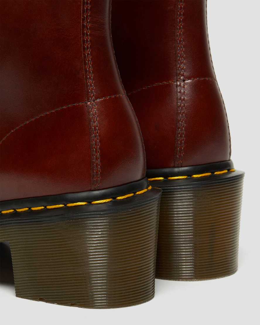 hnědé dámské šněrovací boty dr. martens clemency na podpatku