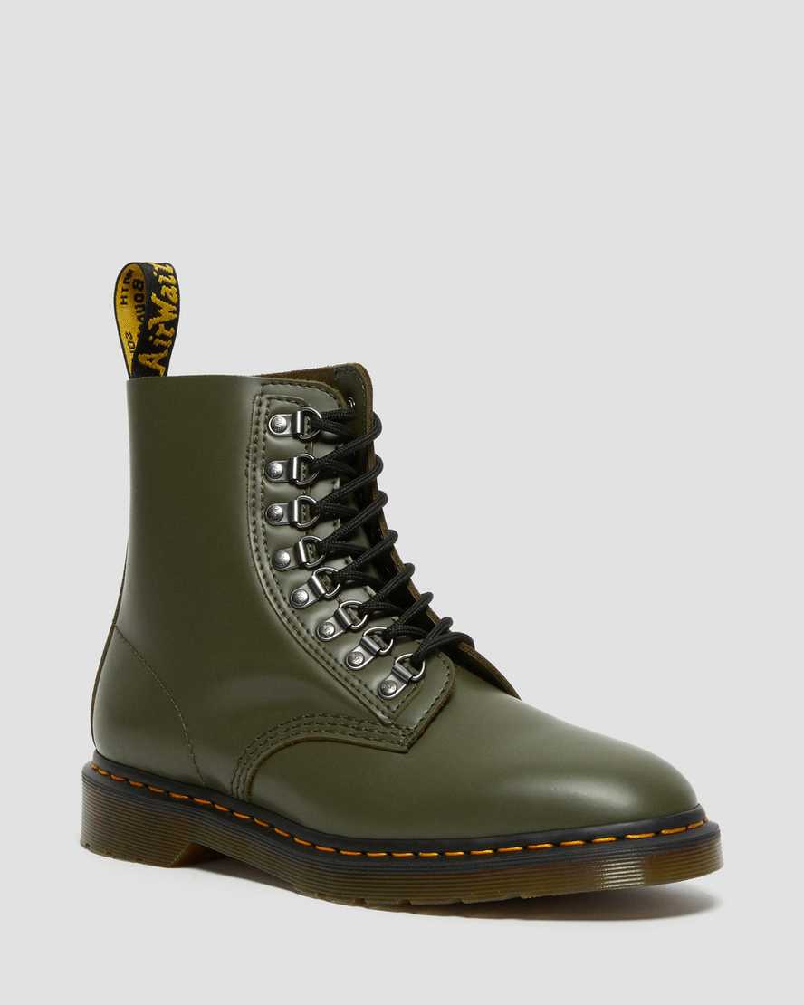 dámské šněrovací boty dr. martens 1460 pascal verso smooth v zelené barvě