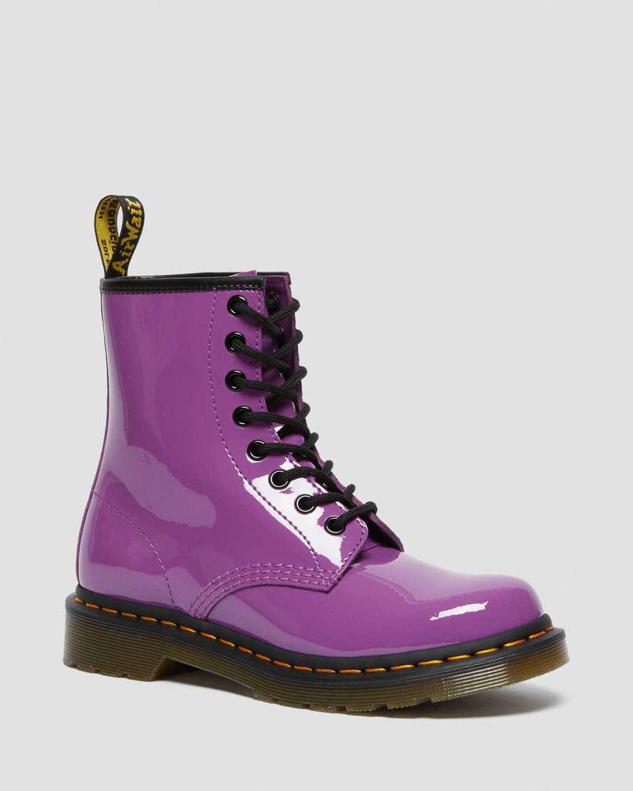 fialové dámské šněrovací boty dr. martens 1460 patent