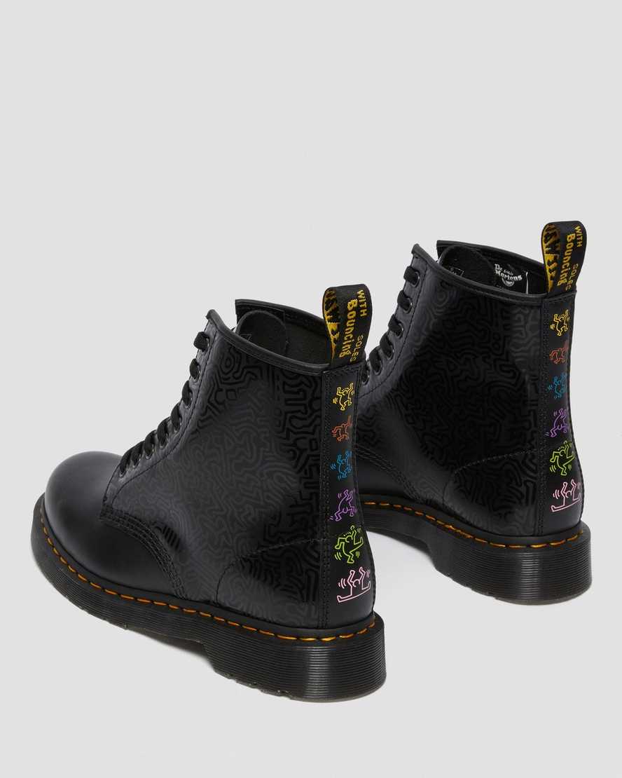 Černé dámské šněrovací boty dr. martens keith haring 1460 smooth