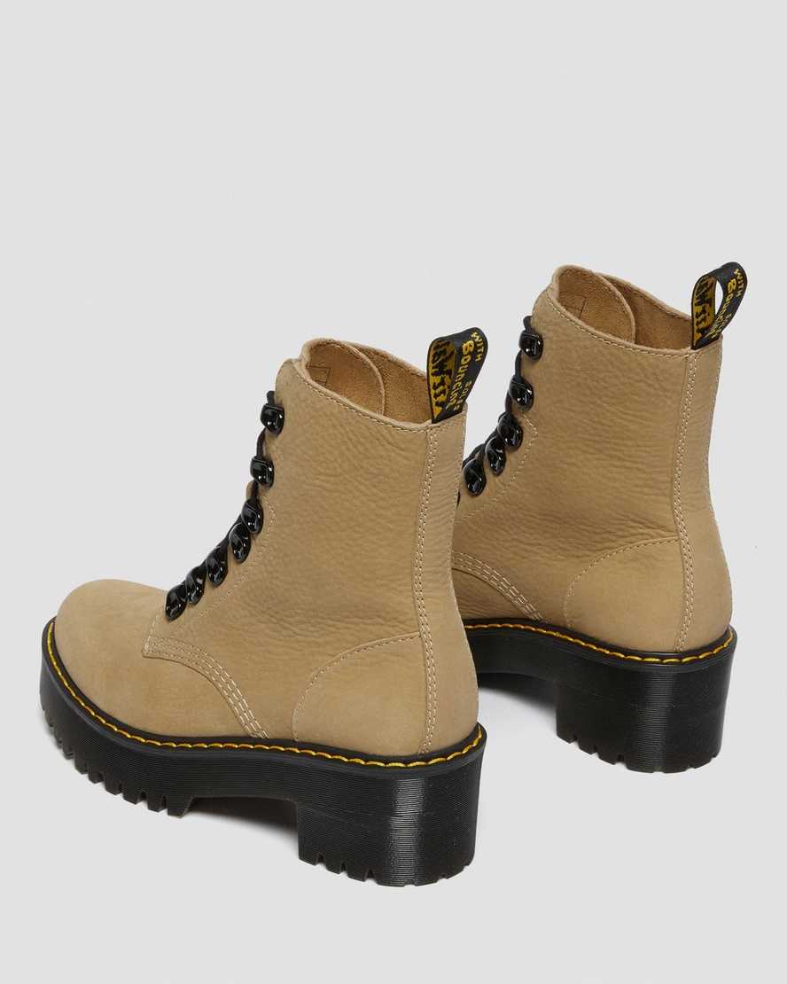 hnědé dámské šněrovací boty dr. martens leona