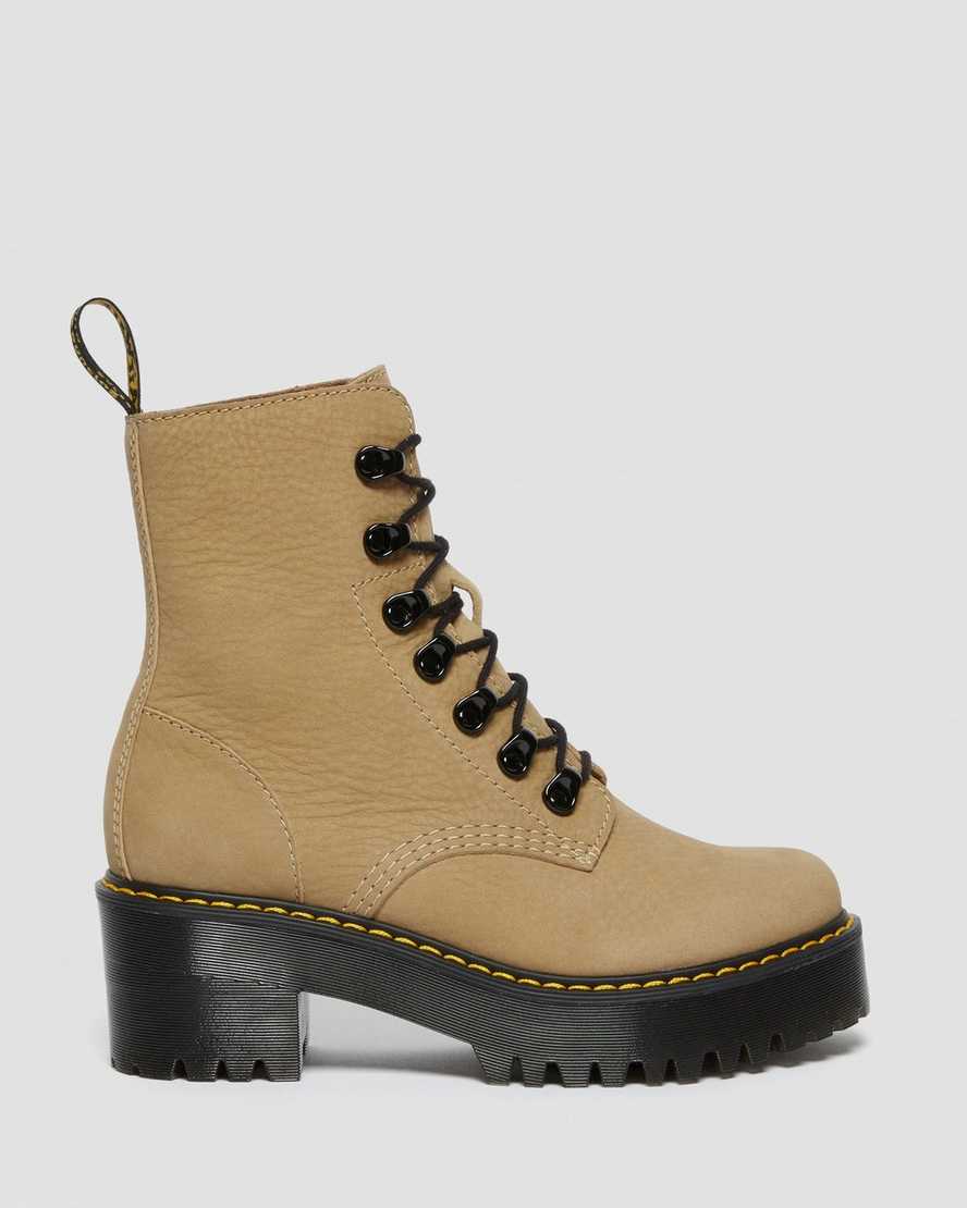 hnědé dámské šněrovací boty dr. martens leona