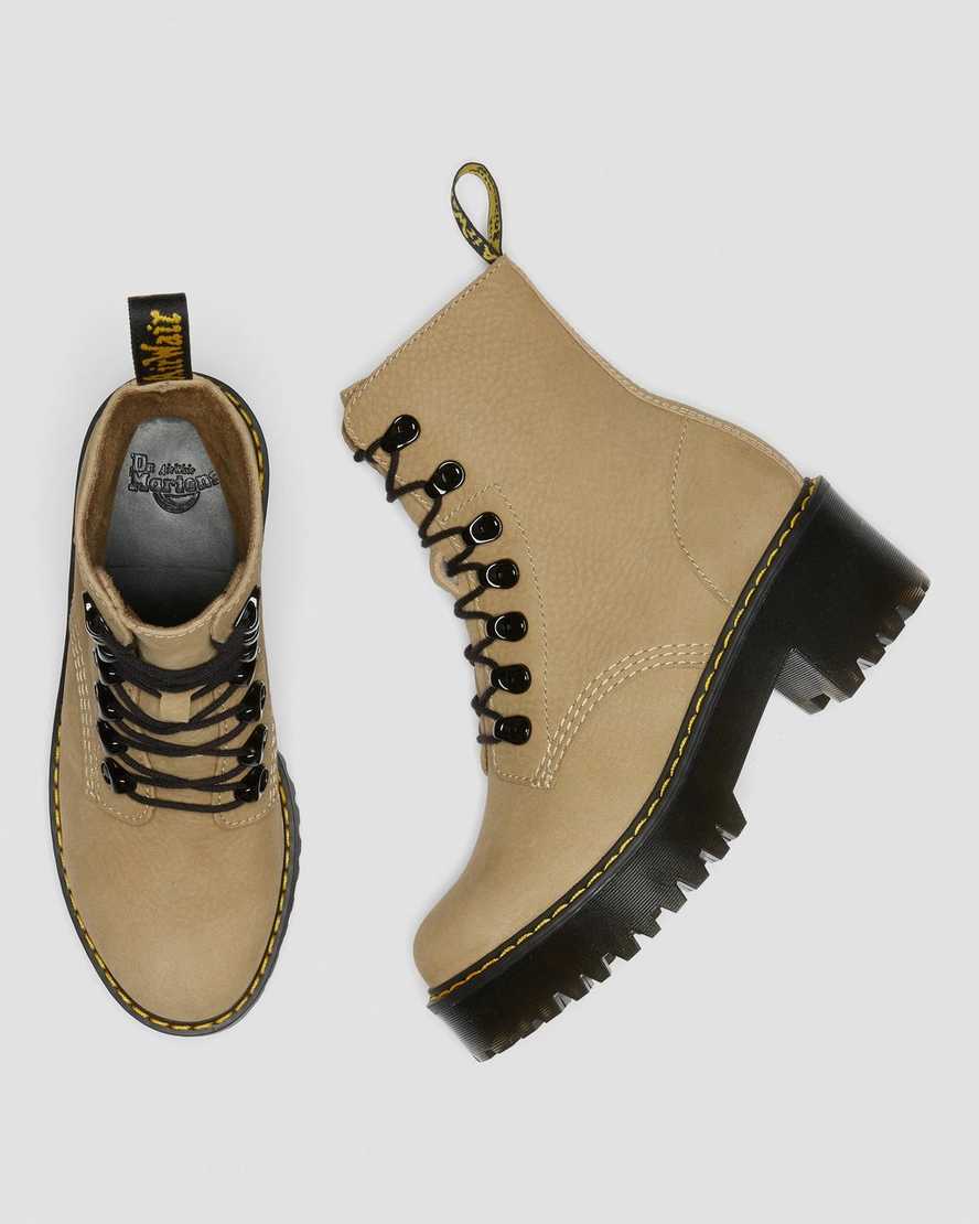 hnědé dámské šněrovací boty dr. martens leona